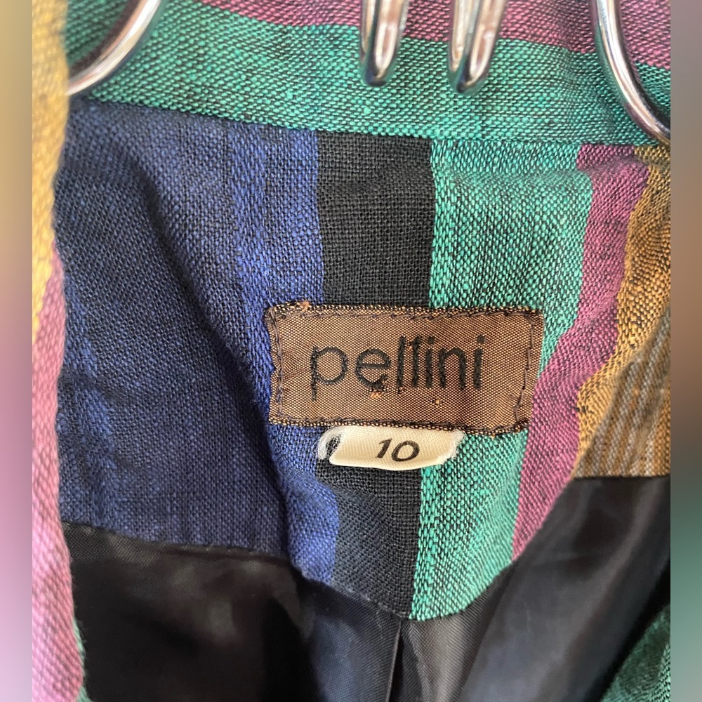 Pellini Funky Oversized Linen Cotton Blend Vertical Multicolor Striped Blazer 10 - Picture 5 of 5